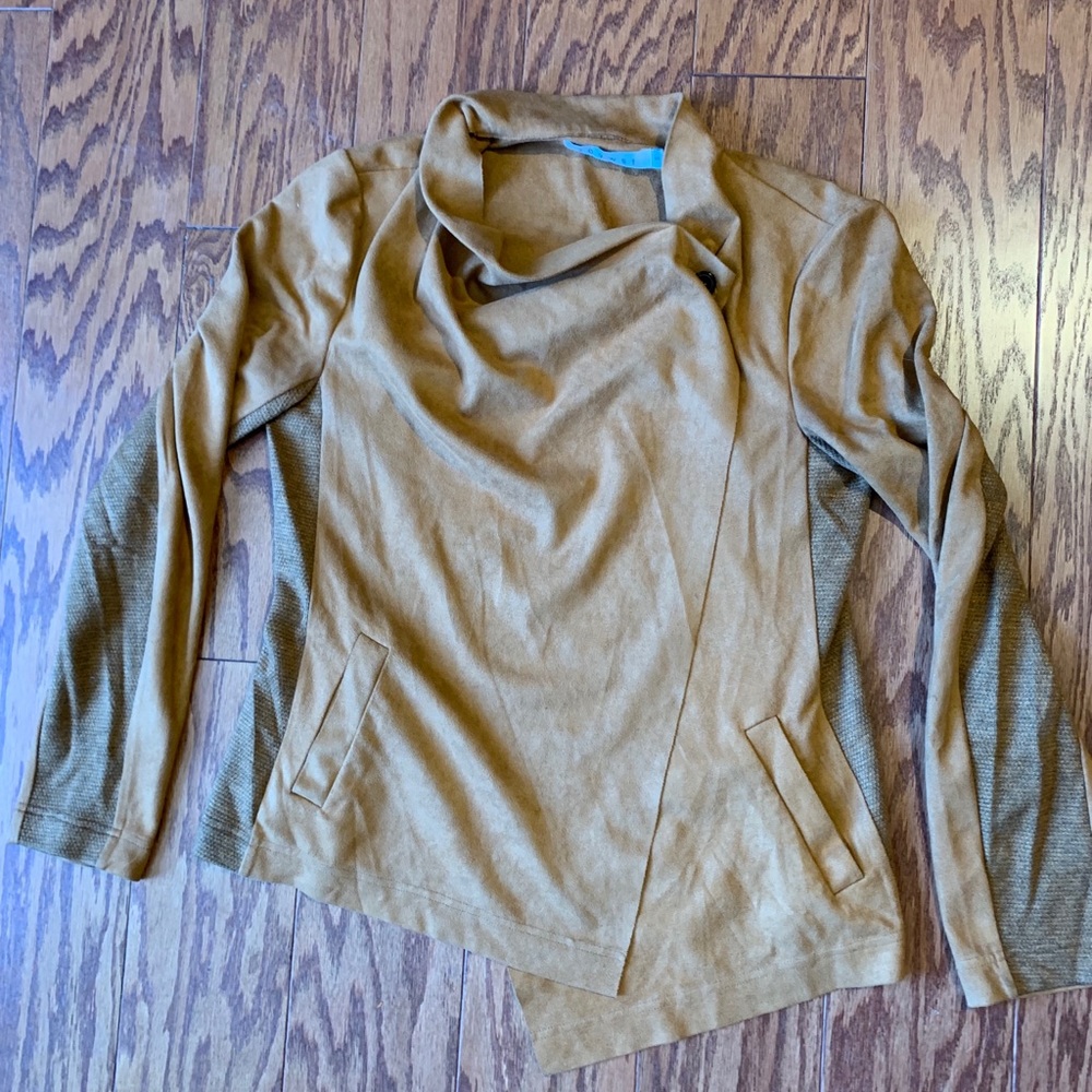 Faux suede blouse with button closure